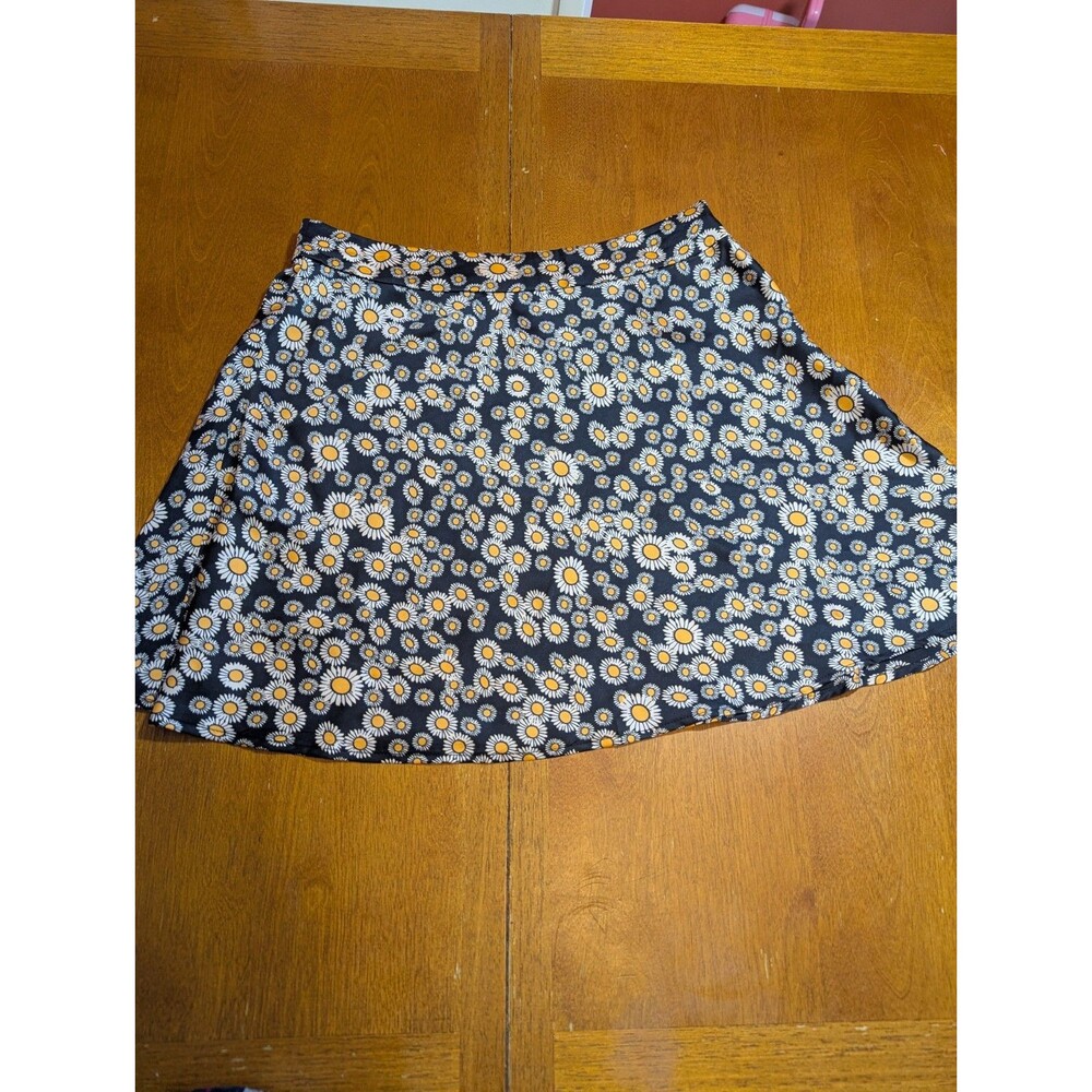 Free People Daisy Mini Skirt 10 Black Floral 90s Grunge Boho Festival Y2K Indie